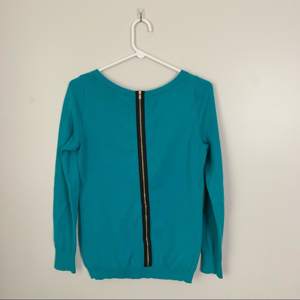 Banana Republic | Back Zipper Detail Teal Sweater | Sz S